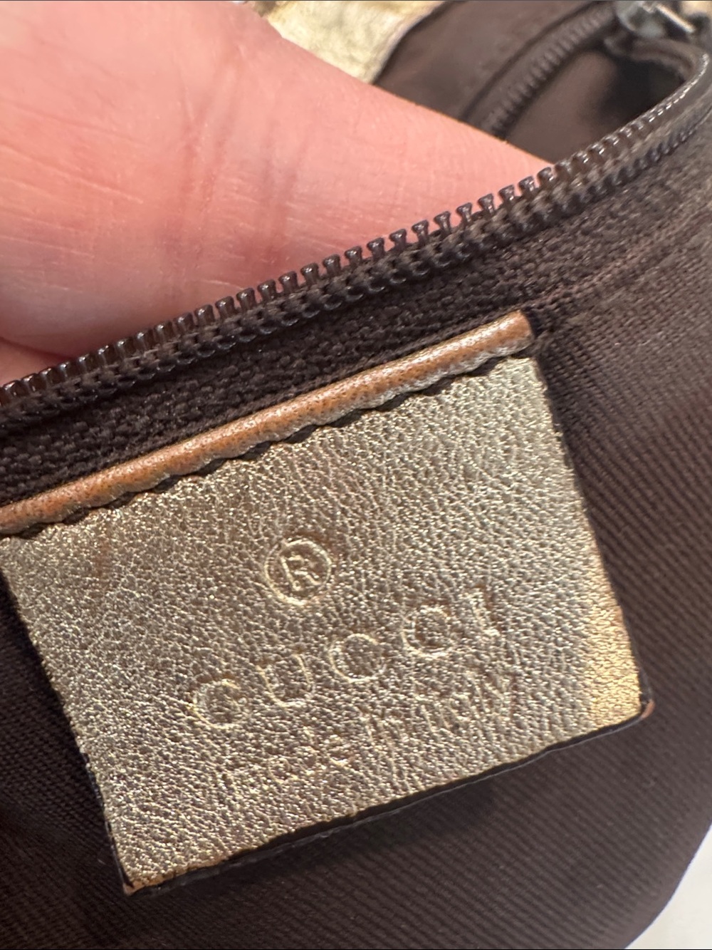 Authentic Gucci Tan GG Monogram Shoulder Bag with Metallic Trim - Picture 12 of 14